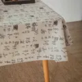 Tovaglia in stile cinese retrò stampata con calligrafia trama lino per decorazione tavolino - 90*90cm / Colore originale