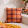 Fodera per cuscino scozzese autunnale in toni arancio e marrone per il divano - Quadri Arancio Rosso