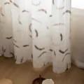 Japanese style hollow sheer curtain with artistic brush stroke print for cozy home - Semi-Circle Ring / 132*160cm