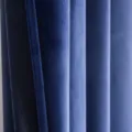 Close-up of navy blue velvet curtain showing luxurious soft texture and elegant folds. - Navy Blue