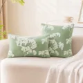Sage green velvet throw pillow cover featuring white floral daisy embroidery for sofa - Pillowcase (Without Core) / 30x50cm / Green Plum Blossom