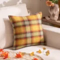 Federa per cuscino decorativa autunnale con motivo a quadri giallo e arancio per divano letto - Giallo a Quadri