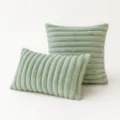 Soft sage green striped faux fur decorative pillow covers in square and lumbar shapes - No Insert / 30*50cm / Light Green