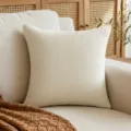Minimalist cream chenille pillow cover with waffle texture for sofa decoration - 45x45cm(Case Only) / Off White