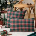 Vintage style Christmas plaid pillow cover set in classic red and green tartan design - Red and Green Plaid / 30*50cm Without Core