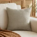 Japanese minimalist chenille cushion cover in oatmeal beige textured fabric on sofa - 45x45cm(Case Only) / Light Coffee