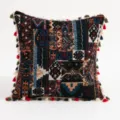 Bohemian vintage ethnic style woven throw pillow cover with colorful decorative tassels - Exotic Dark / 45x45cm