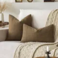 Hochwertige braune Ramie Gitter Kissenbezüge für Sofa Dekoration im Wabi-Sabi Stil - 30*50cm Ohne Kern / Hellbraun