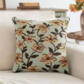 Vintage floral jacquard pillow cover in sage green with yellow flower pattern - 45*45mm / Green