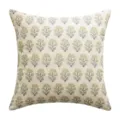 Vintage floral print throw pillow cover with linen-like texture in yellow and grey - 45*45mm / Floral Plant-Yellow
