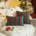 Red and green plaid Christmas pillowcase set with white festive snowflake patterns - Green Snowflake Plaid / 40*40cm Only (Without Core)