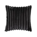Soft black ribbed faux rabbit fur pillow cover for modern living room sofa decor - Black