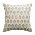 Vintage floral block print pattern throw pillow cover in faux linen beige fabric. - 45*45mm / Floral Plant-Light Brown