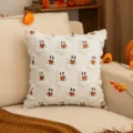 Halloween plush throw pillow featuring cute white ghost patterns holding orange hearts. - 45x45cm Without Insert / White Ghost With Heart Style