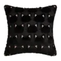 Black plush square pillow cover with embroidered cat pattern for Halloween decor. - 45x45cm(Cover Only) / Pink Ears (Black)