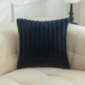 Modern navy blue ribbed faux rabbit fur pillow cover for living room sofa home decor - Sapphire Blue
