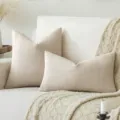 Minimalist cream linen striped cushion covers set in Japanese style for sofa decor - 30x50cm (Pillowcase Only) / Milk White