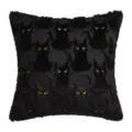 Black plush Halloween pillow cover with embroidered black cat pattern - 45x45cm(Cover Only) / Standing Cat (Black)