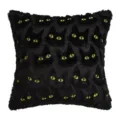 Halloween square black plush pillowcase featuring embroidered yellow cat eye pattern - 50x50cm (Pillowcase Only) / Yellow Eyes (Black)