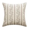 Vintage style floral botanical patterns on a cream linen-look decorative pillowcase - Striped Floral-Brown