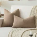 Brown striped linen pillowcase set on a white sofa for elegant modern home decor - 30x50cm (Pillowcase Only) / Oatmeal