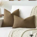Minimalist brown striped linen throw pillow covers for modern living room sofa decor - Light Brown