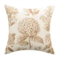 Vintage style floral faux linen throw pillowcase with brown hydrangea pattern decoration - Hydrangea-Mustard Yellow
