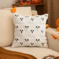 Housse de coussin Halloween en peluche blanche douce avec motifs fantômes pour le canapé - Fantôme de Thriller / 45x45cm Sans Garnissage / Blanc