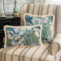 Vintage ethnic style floral tapestry pillow cover with fringe trim for sofa decoration - Lotus