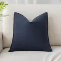 Funda de cojín de lujo en algodón y lino azul marino con bordes de cordoncino elegantes - 45x45 cm / Azul Marino