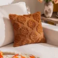 Roestoranje pluche kussensloop met 3D-boomborduursel voor sfeervolle herfstdecoratie - 45x45cm / Donker Amberkleurige Eik