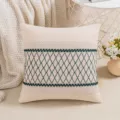 Boho farmhouse cotton woven throw pillow cover with dark green diamond pattern - Christmas Green (Diamond Pattern)
