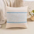 American style cotton pillowcase with blue diamond embroidery and crochet detail - Sky Blue (Diamond Pattern)