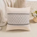 Boho cotton thread spliced throw pillow cover with geometric grey diamond pattern - Diamond Grid - Gray