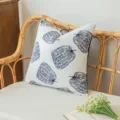 Elegant white chenille pillow cover featuring deep blue pumpkin patterns for sofa - 30*50cm Without Core / White with Navy Blue