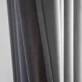 Detailed close-up showing the soft texture of grey velvet blackout window curtains - Gray