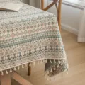 Bohemian style jacquard tablecloth featuring geometric embroidery and fringe tassels - 60*60cm / Contrast Color Geometric