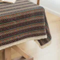 Bohemian jacquard tablecloth with geometric patterns and elegant beige lace edge. - 140*260cm / Boho Geometric Lace Edge