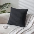 Elegantes dunkelgraues Bouclé-Strukturkissen auf einem minimalistischen weißen Sofahintergrund - Reines Schwarz / 45*45cm Ohne Kern