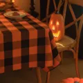 Tovaglia rettangolare di Halloween a scacchi arancioni e neri. - 60*60cm / Tovaglia a Quadri Grandi
