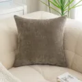 Einfarbiger Kissenbezug aus Chenille mit Fischgrätenmuster in Taupe für das Sofa - 45x45cm (Ohne Füllung) / Braun