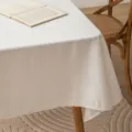 Premium beige solid color polyester linen tablecloth for rectangular dining tables - Rolled Edge / 60*60cm / Off White