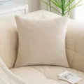 Hochwertiger beiger Chenille Kissenbezug mit Fischgrätenmuster für moderne Sofas - 45x45cm (Ohne Füllung) / Gebrochenes Weiß