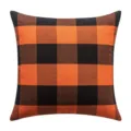 Fodera per cuscino Halloween a quadretti arancioni e neri stile Buffalo Plaid - 30*50cm Senza Anima / Federa a quadri grandi
