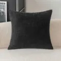 Premium schwarzer Kissenbezug aus Chenille mit elegantem Fischgrätenmuster für Sofas - 45x45cm (Ohne Füllung) / Schwarz