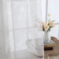 White rose lace sheer curtain in European vintage style for bedroom or living room - White Rose (3-in-1 Header) / Custom Size