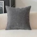Moderner grauer Chenille-Kissenbezug mit Fischgrätenmuster für das Wohnzimmersofa - 45x45cm (Ohne Füllung) / Dunkelgrau