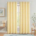 Μοντέρνες κίτρινες κουρτίνες Gingham σε στυλ αγροκτήματος για σαλόνι ημισκίασης. - 140*260cm (1 τεμάχιο) / Κίτρινο