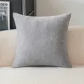 Einfarbiger grauer Kissenbezug aus Chenille mit Fischgrätmuster für Sofa Dekoration - 45x45cm (Ohne Füllung) / Hellgrau