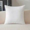 Eleganter weißer Chenille Kissenbezug mit Fischgrätenmuster für die Sofa Dekoration - 45x45cm (Ohne Füllung) / Gebleichtes Weiß